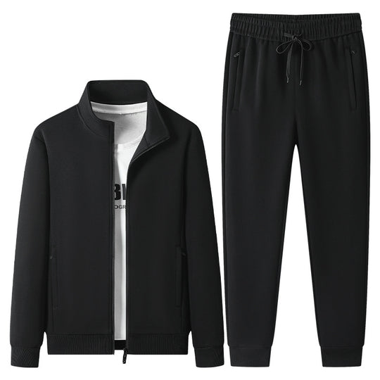 Herren Jogginganzug-Set aus Baumwollmix mit Stehkragen Reißverschlussjacke und Kordelbundhose Nord Taschen