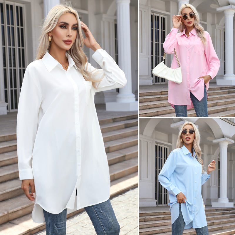 Damen Übergrößen-Hemdbluse mit modernen Details und Brusttasche