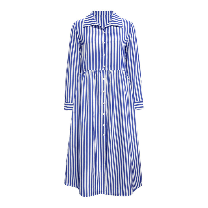 Damen Hemdblusenkleid mit vertikalem Streifenmuster und eleganter Knopfleiste