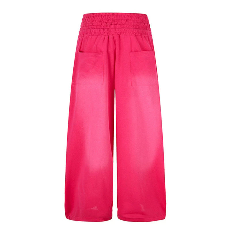 Damen Weite High‑Waist Palazzo-Loungehose aus Stretch-Jersey mit Elastikbund, Tunnelzug, verstellbaren Saumkordeln und Sternen-Print Nord Taschen