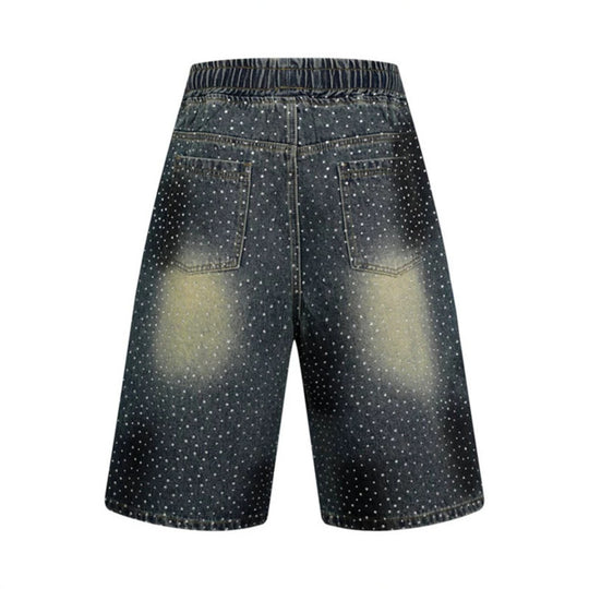 Damen hochgeschnittene Denim-Culotte-Shorts mit Komfortbund und dezentem Punktmuster Nord Taschen