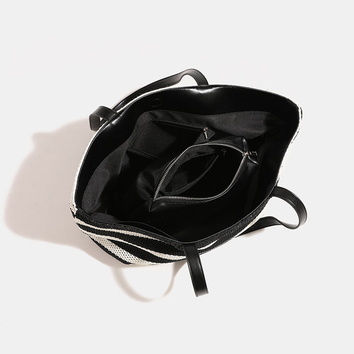 Damen Strandtasche mit praktischen Seitentaschen und stylischen Streifen Nord Taschen