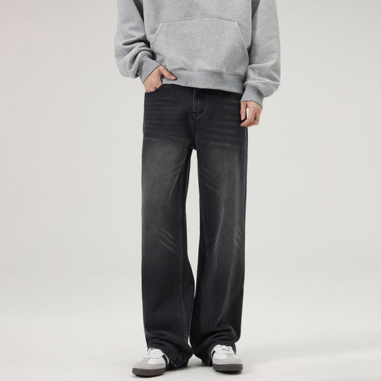Herren Baggy-Jeans mit tiefem Schritt, verwaschener Vintage-Denim und geradem Bein Nord Taschen