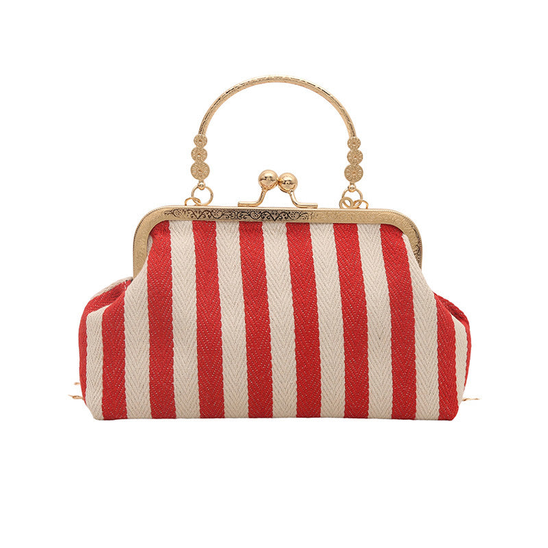 Damen Handtasche mit gestreiftem Design und goldenen Akzenten Nord Taschen