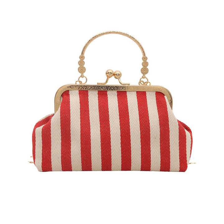 Damen Handtasche mit gestreiftem Design und goldenen Akzenten Nord Taschen