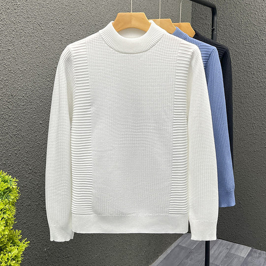 Damen Feinstrickpullover mit strukturierter Waffel- und Rippenstruktur und Stehkragen Nord Taschen
