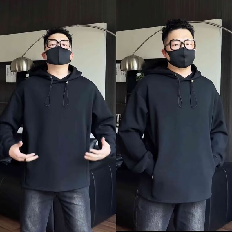 Herren Oversized Kapuzenpullover mit Dropped-Shoulder, schwerer Baumwollmischung und minimalistischer Silhouette Nord Taschen
