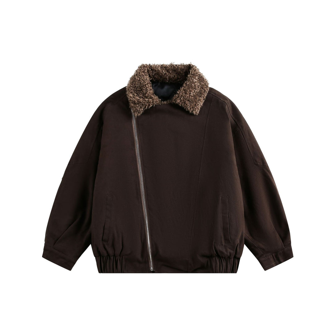 Herren Kurzblouson im Pilotenstil mit großzügigem Teddy‑Fellkragen und elastischem Bund Nord Taschen