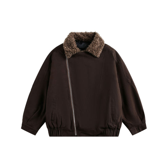 Herren Kurzblouson im Pilotenstil mit großzügigem Teddy‑Fellkragen und elastischem Bund Nord Taschen