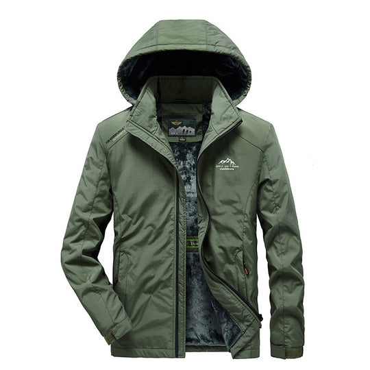 Herren technische Outdoor-Jacke mit wärmendem Teddyfleece-Innenfutter und verstellbarer Kapuze Nord Taschen