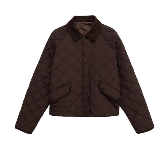 Damen Gesteppte Boxy‑Übergangsjacke mit Cordkragen und Pattentaschen Nord Taschen