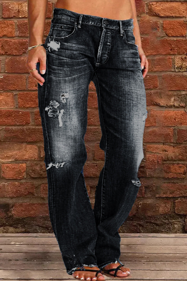 Damen lockere Jeans im Used-Look