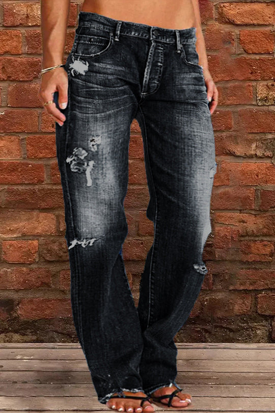 Damen lockere Jeans im Used-Look