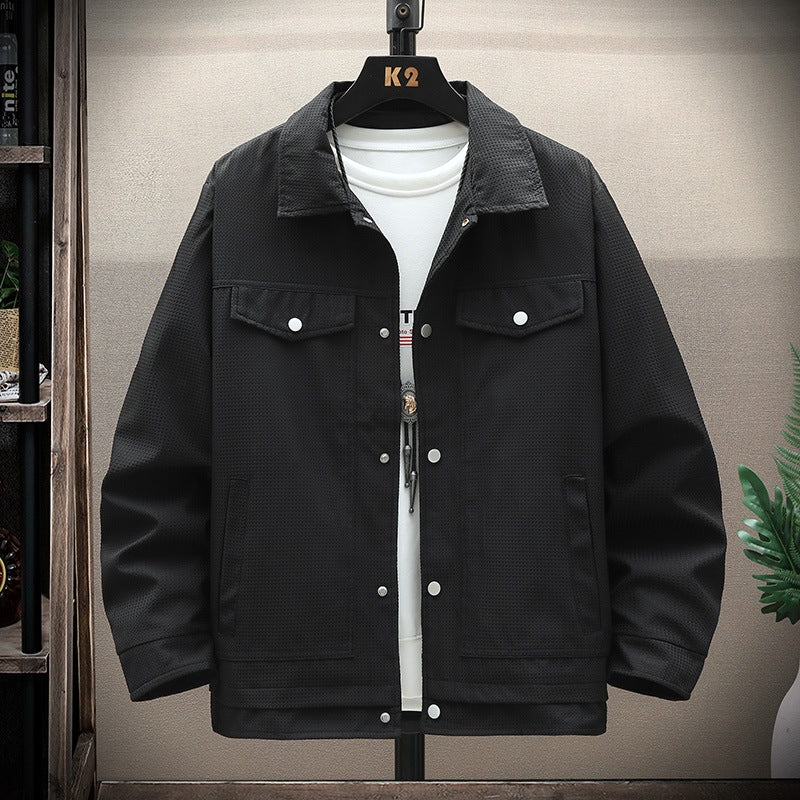 Herren Texturiertes Overshirt im Boxy‑Cut mit Druckknopfleiste & Pattentaschen Nord Taschen