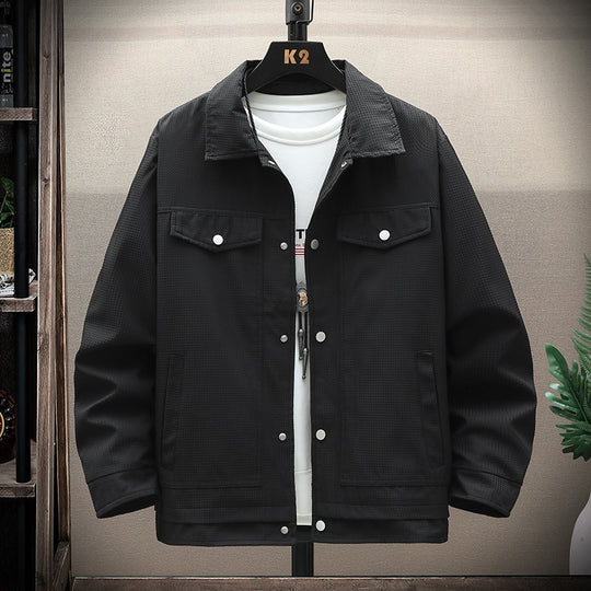 Herren Texturiertes Overshirt im Boxy‑Cut mit Druckknopfleiste & Pattentaschen Nord Taschen