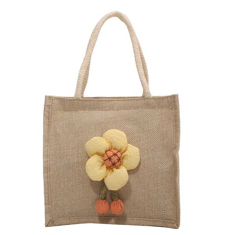 Damen Jutetasche mit floralem 3D-Design Nord Taschen