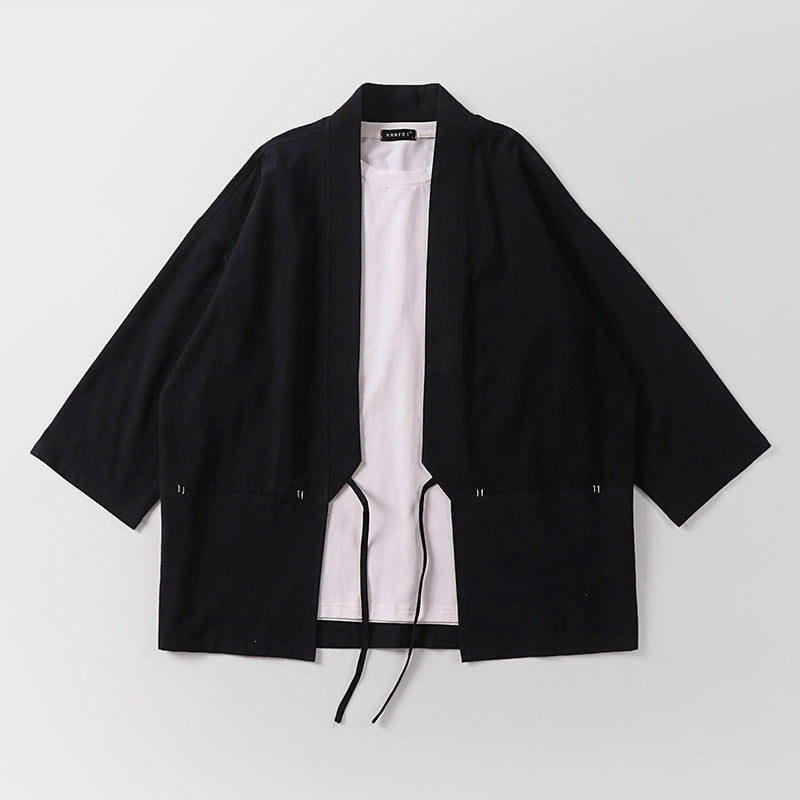 Unisex Kimono-Haori-Jacke mit Bindegürtel und dreiviertelärmeln Nord Taschen