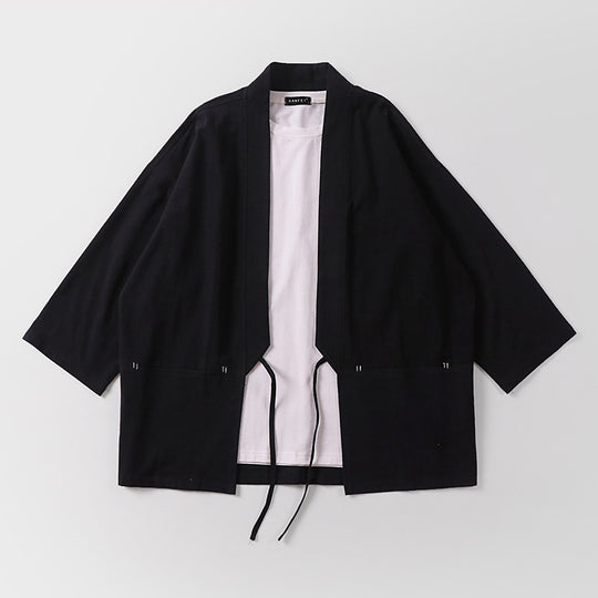 Unisex Kimono-Haori-Jacke mit Bindegürtel und dreiviertelärmeln Nord Taschen
