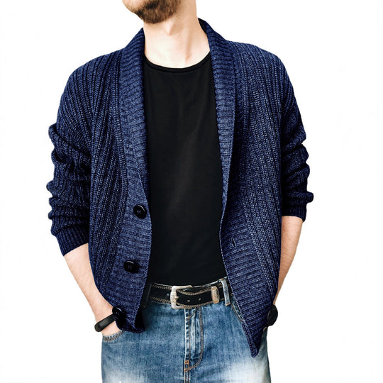 Herren Strickcardigan mit Schalkragen und Knopfleiste Nord Taschen