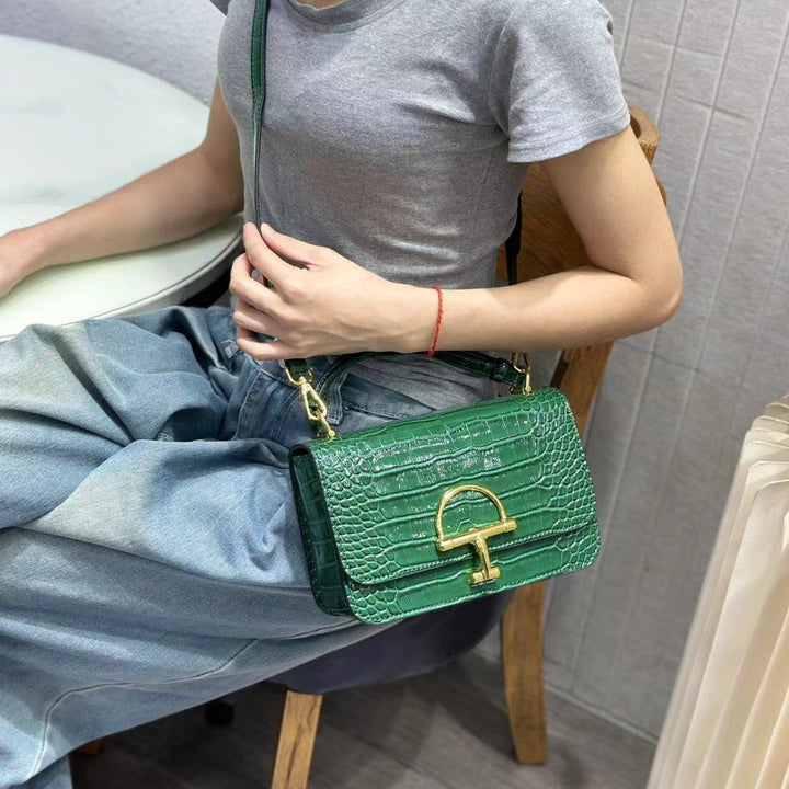 Damen elegante Lederhandtasche mit edlem Krokodilleder-Look Nord Taschen