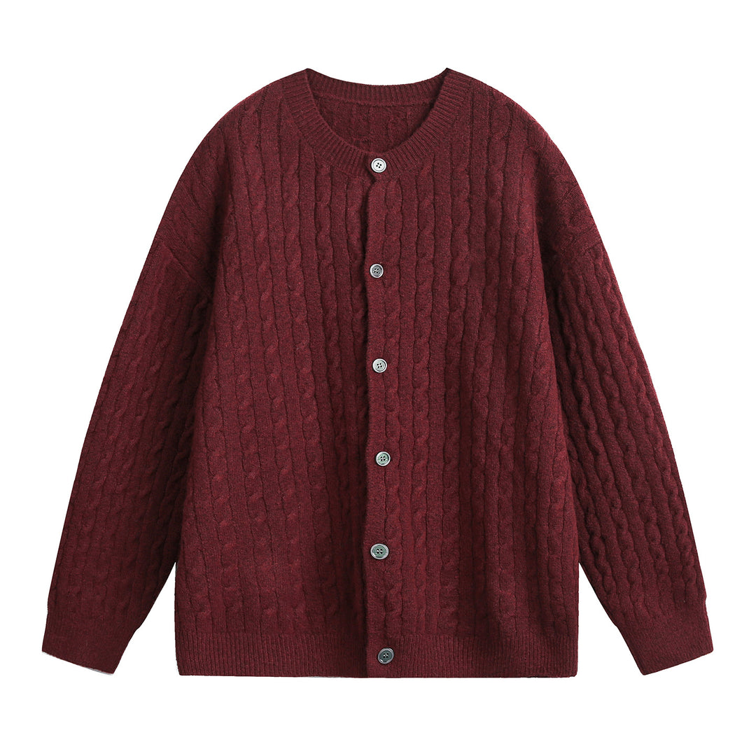 Damen Oversize Zopfmuster-Cardigan mit Rundhals, strukturierter Strickfläche und Perlmuttknöpfen Nord Taschen