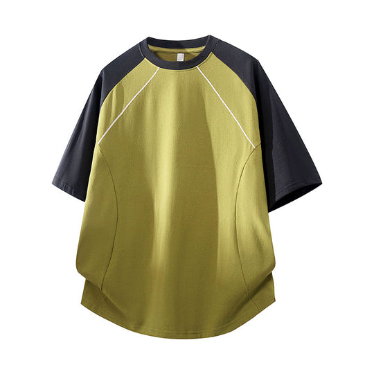 Herren Sportives Oversize Waffelstruktur-Raglan-T-Shirt mit Kontrastärmeln und atmungsaktivem Funktionsjersey Nord Taschen