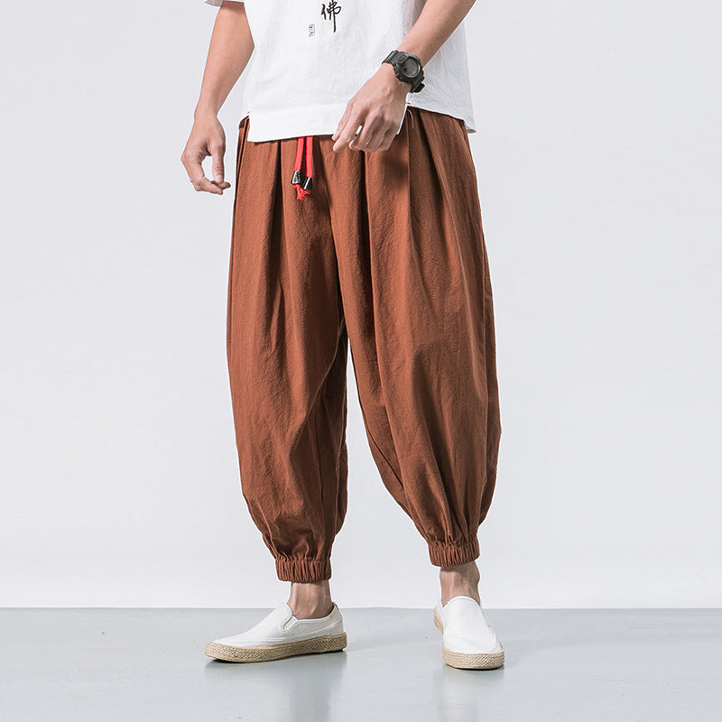 Herren ausgefallene Ballonhose im Haremstil mit Faltenwurf, elastischem Bund und Kordelzug Nord Taschen