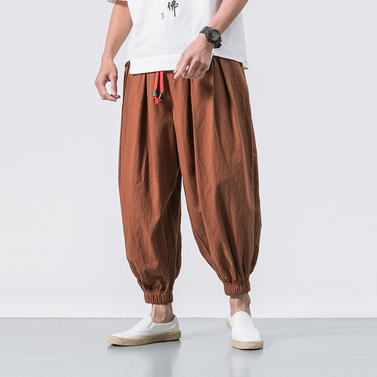 Herren ausgefallene Ballonhose im Haremstil mit Faltenwurf, elastischem Bund und Kordelzug Nord Taschen