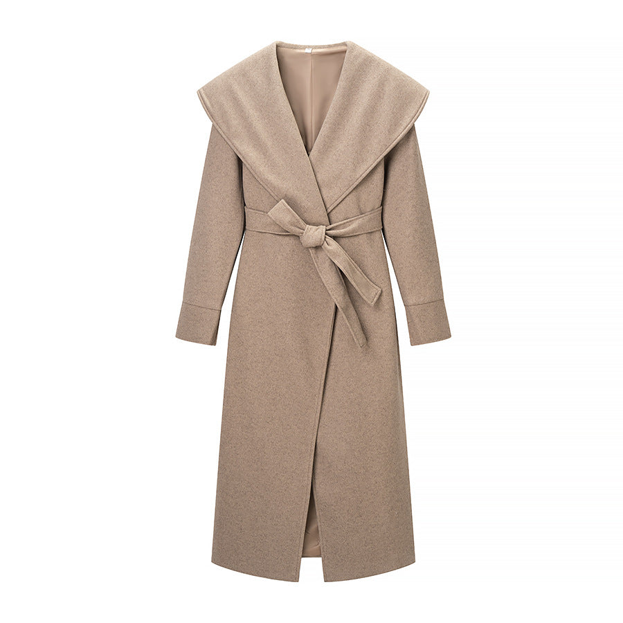 Damen Oversize Wollmix‑Mantel mit Schalkragen und lässiger Maxilänge Nord Taschen