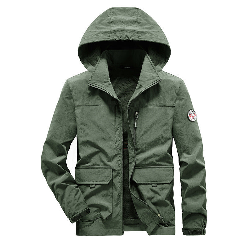 Herren Ultraleichte Kapuzen-Fieldjacke mit Mesh-Innenfutter und Mehrfach-Taschen Nord Taschen
