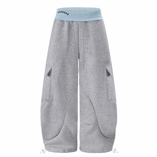 Damen Extraweite Cargo-Palazzo-Sweathose mit hohem Komfortbund und verstellbarem Saum Nord Taschen