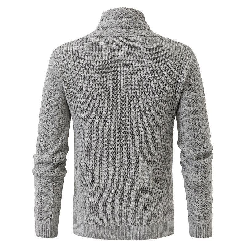 Herren Strukturiertes Zopfmuster-Mockneck-Pullover mit asymmetrischer Riegelverzierung Nord Taschen