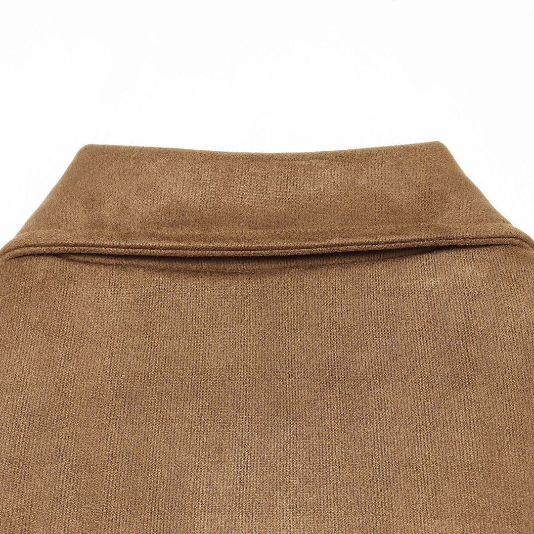 Damen Kurzjacke aus Wildlederoptik mit großen aufgesetzten Taschen Nord Taschen