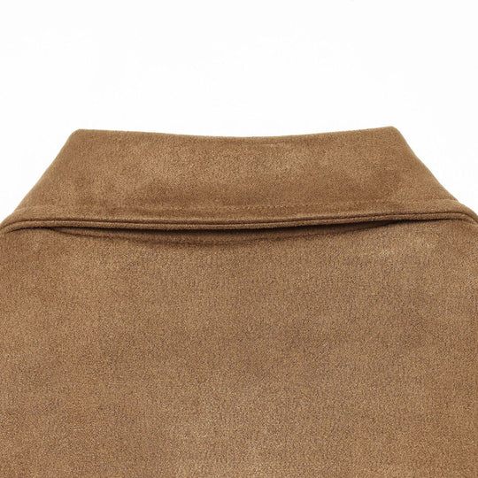 Damen Kurzjacke aus Wildlederoptik mit großen aufgesetzten Taschen Nord Taschen