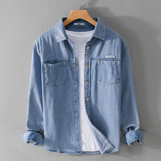 Herren Jeans-Worker-Overshirt im Hemdjacken-Stil mit Brusttaschen Nord Taschen