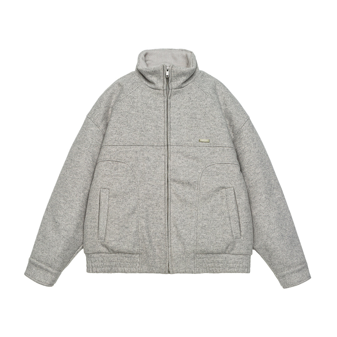 Herren Kurz geschnittene Boxy-Wollfleece-Jacke mit hohem Stehkragen und durchgehendem Reißverschluss Nord Taschen