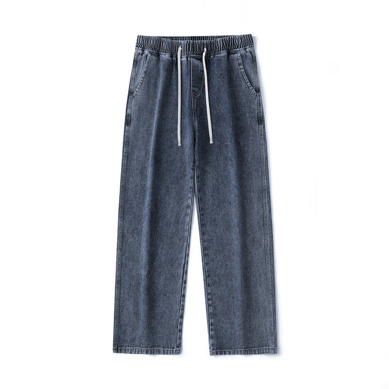 Herren Weitbeinige Denim-Baggyhose mit Tunnelzugbund und geradem Saum Nord Taschen