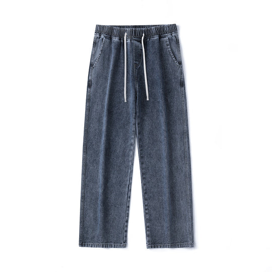 Herren Weitbeinige Denim-Baggyhose mit Tunnelzugbund und geradem Saum Nord Taschen