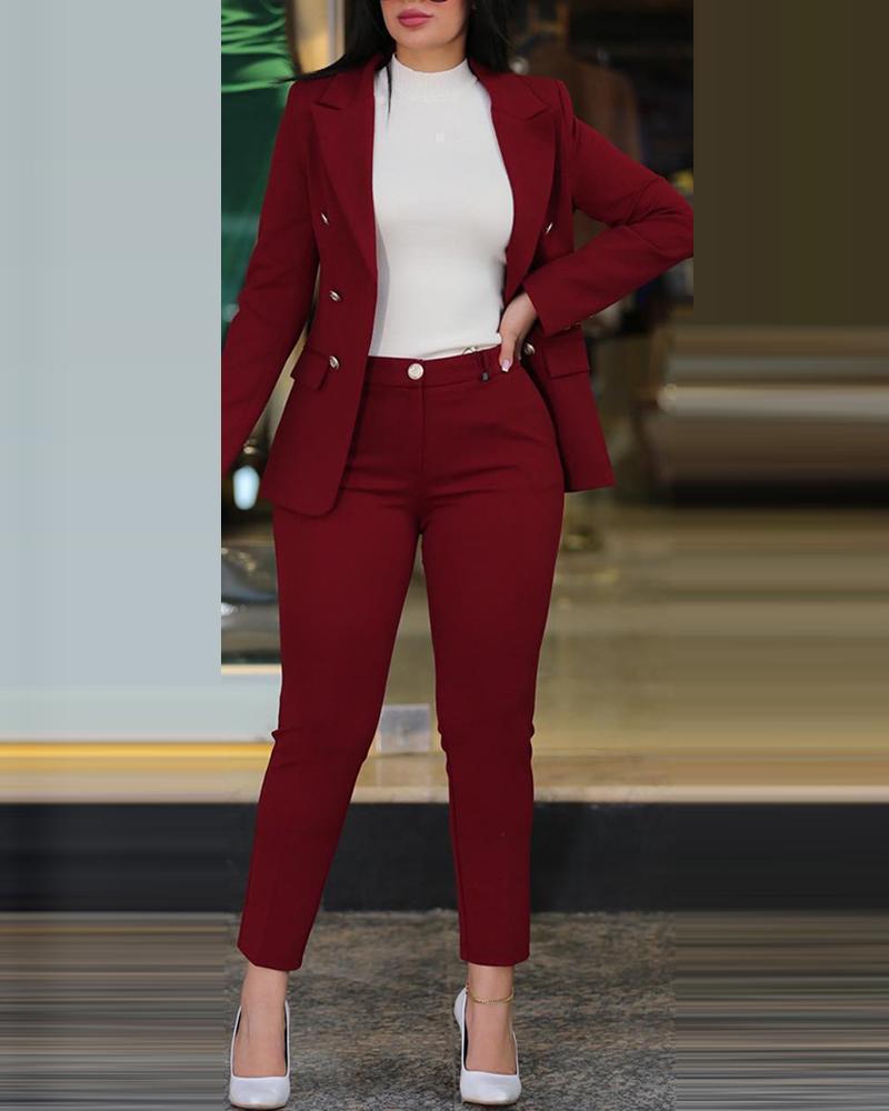 Damen Taillierter Zweiteiler-Blazer mit Slim-Fit Hose im Business-Stil Nord Taschen