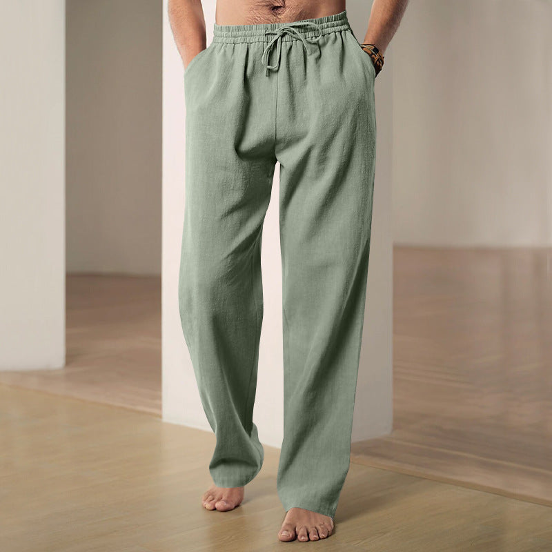 Herren komfortable Leinen-Loungehose mit extra weitem Bein, verstellbarem Kordelbund und atmungsaktiver Sommerqualität Nord Taschen