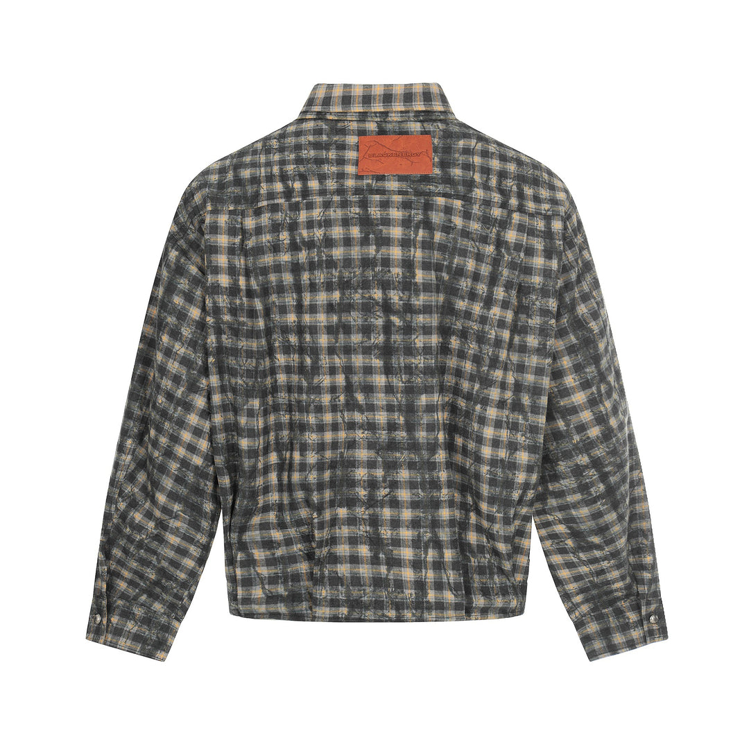 Herren Oversized Karo-Overshirt im Blousonstil mit distressed Finish Nord Taschen