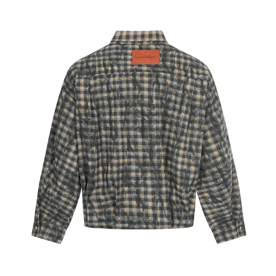 Herren Oversized Karo-Overshirt im Blousonstil mit distressed Finish Nord Taschen