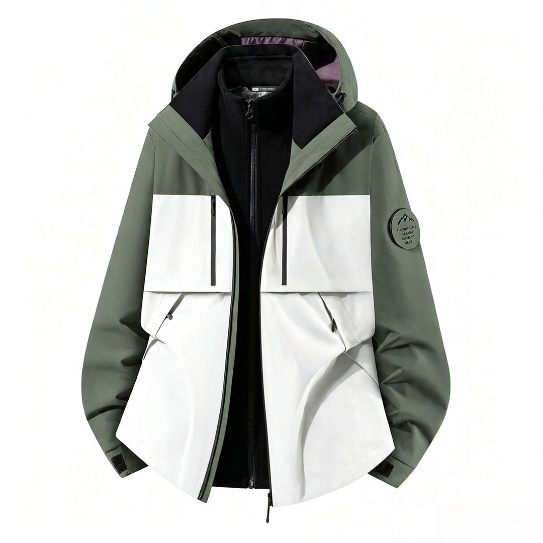 Herren dreilagige Softshell-Outdoorjacke mit herausnehmbarem Fleecefutter und Kapuze Nord Taschen