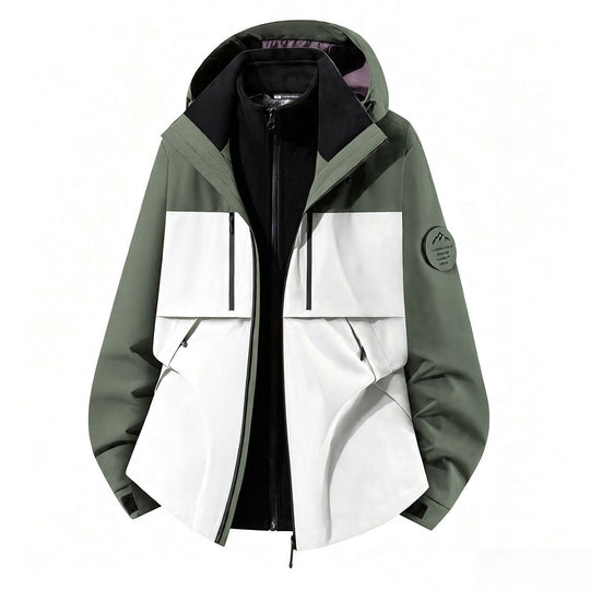 Herren dreilagige Softshell-Outdoorjacke mit herausnehmbarem Fleecefutter und Kapuze Nord Taschen