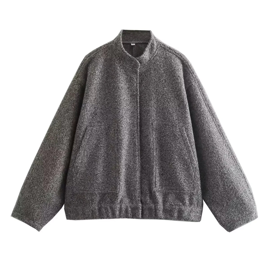 Damen Oversize-Fleecejacke mit Stehkragen, aufgesetzten Fronttaschen und elastischem Saum Nord Taschen