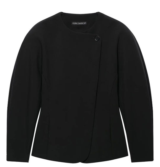Damen Taillierte Blazerjacke mit asymmetrischer Knopfleiste und Rundhalsausschnitt Nord Taschen