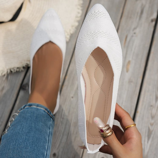 Damen Spitzer Ballerinas aus atmungsaktivem Strickmaterial mit flexibler Sohle - Vittorelli