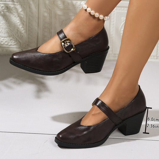 Damen Klassische Blockabsatzschuhe mit eleganter Schnallenverzierung Nord Taschen