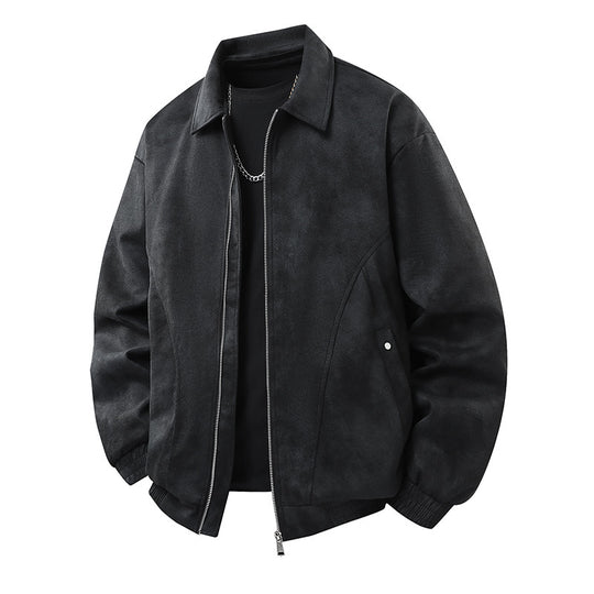 Herren Smarter Overshirt‑Bomber in Veloursleder‑Optik mit Zwei‑Wege‑Metallreißverschluss Nord Taschen