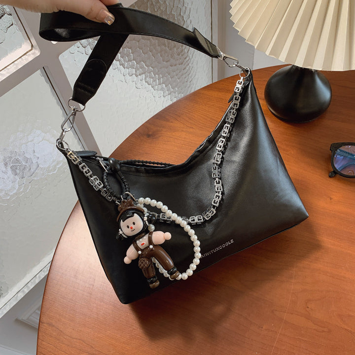 Damen Hobo-Tasche mit strapazierfähigem Tragegurt und verspieltem Anhänger Nord Taschen